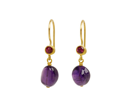 Rubellite and Amethyst Apple and Eve Earrings