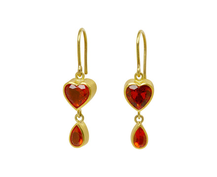 Double Fire Opal Heart Bon Bon Earrings