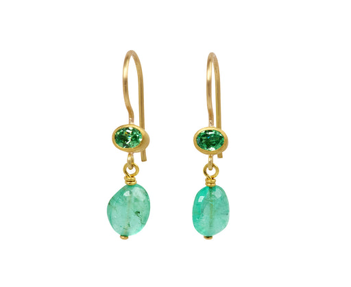 Tsavorite Garnet and Apatite Apple and Eve Earrings