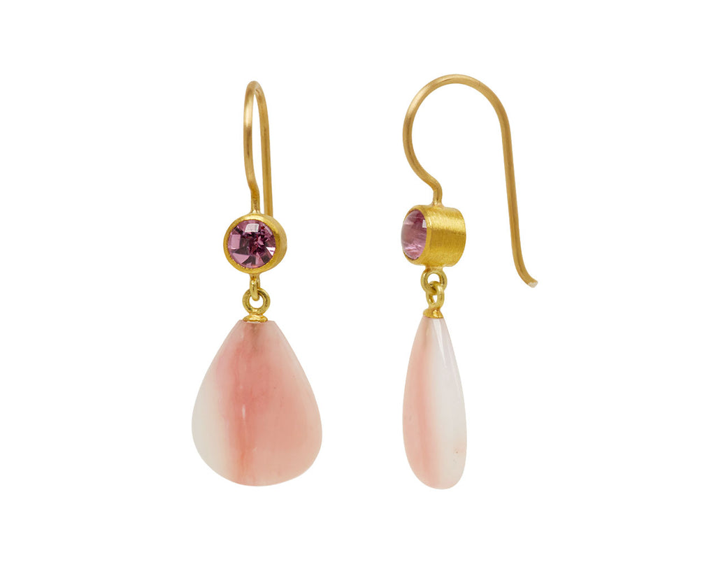 Pink Tourmaline and Striped Opal Apple and Eve Earrings