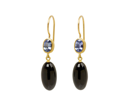 Purple Sapphire and Black Agate Apple and Eve Earrings
