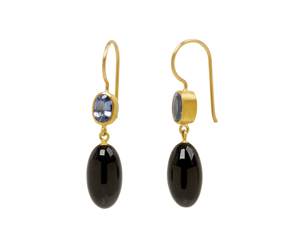 Purple Sapphire and Black Agate Apple and Eve Earrings