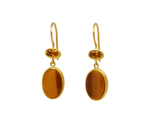 Yellow Sapphire and Tiger's Eye Bon Bon Earrings - TWISTonline 