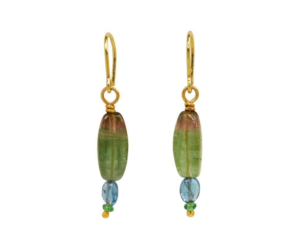Spun Sugar Tourmaline, Aquamarine and Tsavorite Earrings - TWISTonline 
