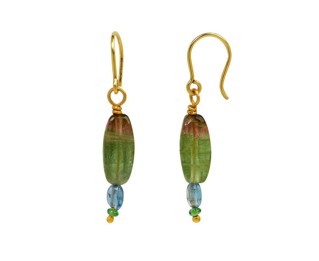 Spun Sugar Tourmaline, Aquamarine and Tsavorite Earrings - TWISTonline 