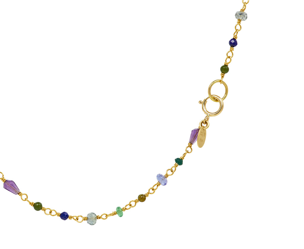 Cool Toned Spun Sugar and Sapphire Pendant Necklace
