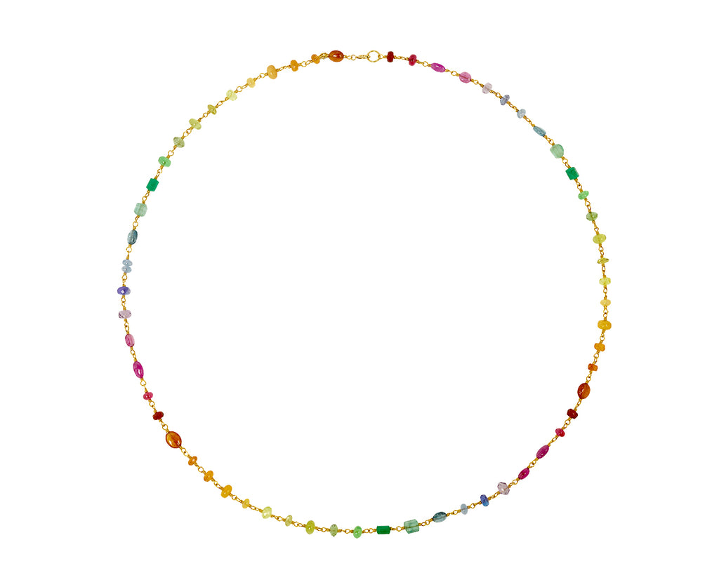 Mallary Marks Rainbow Multi-Gem Spun Sugar Necklace - Top Down