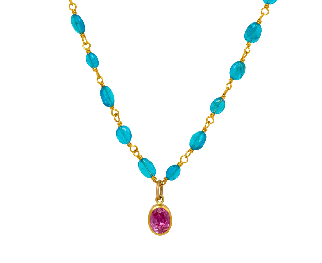 Apatite and Pink Ruby Spun Sugar Necklace - TWISTonline 
