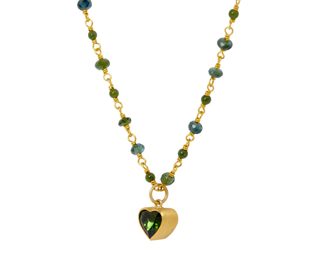 Jade and Tourmaline Heart Spun Sugar Necklace