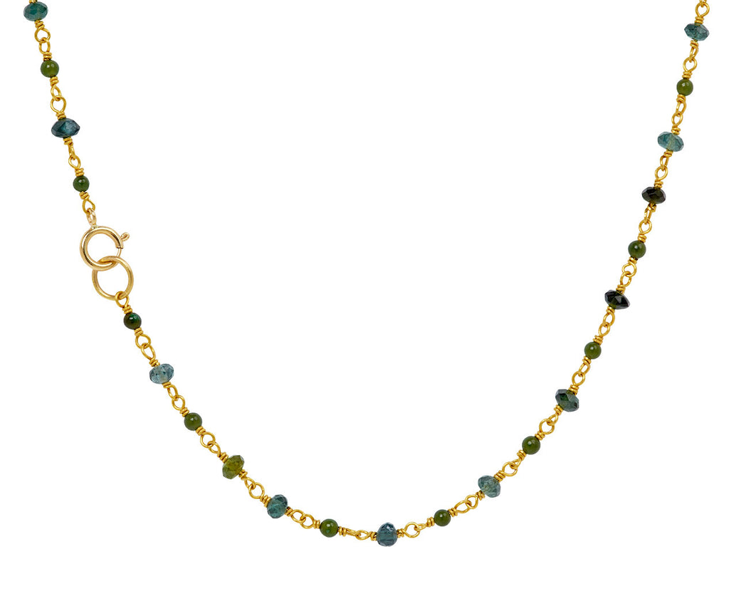 Jade and Tourmaline Heart Spun Sugar Necklace