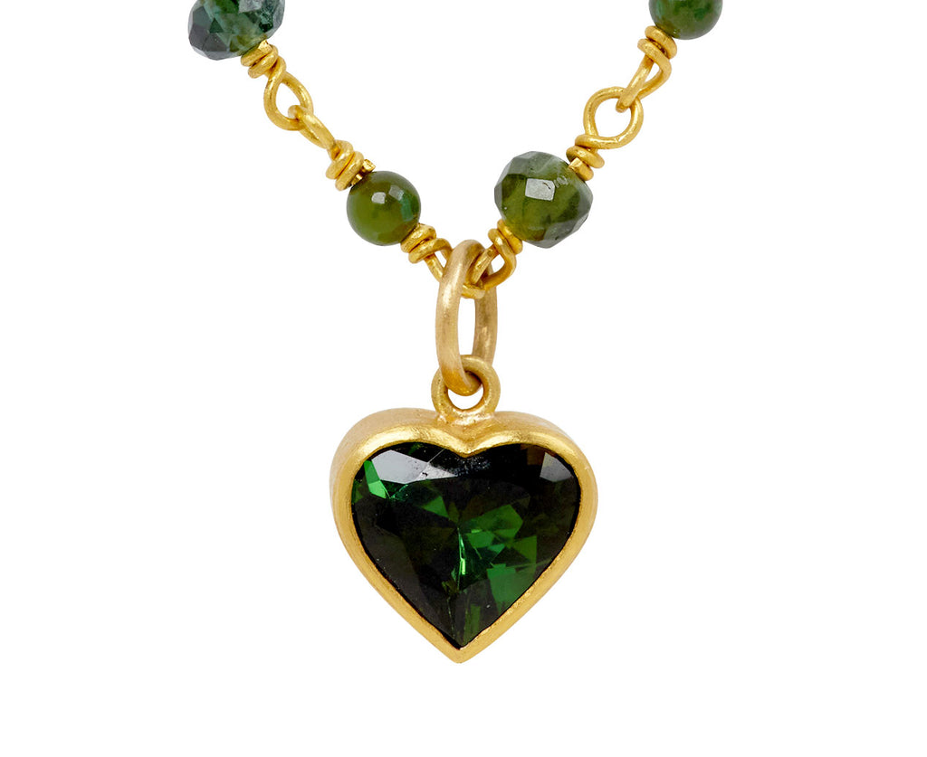Jade and Tourmaline Heart Spun Sugar Necklace