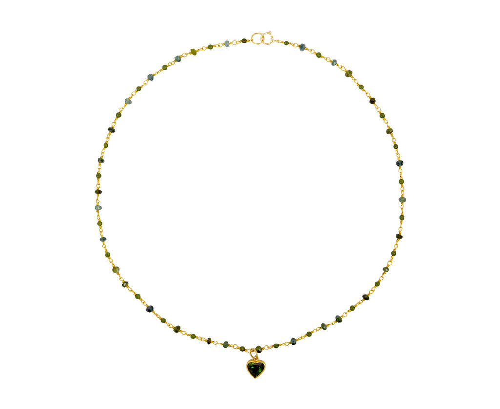 Jade and Tourmaline Heart Spun Sugar Necklace