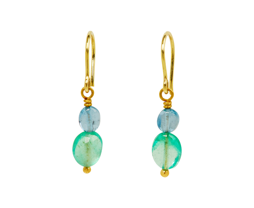 Mallary Marks Spun Sugar Aquamarine and Emerald Earrings