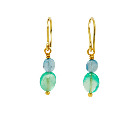 Mallary Marks Spun Sugar Aquamarine and Emerald Earrings