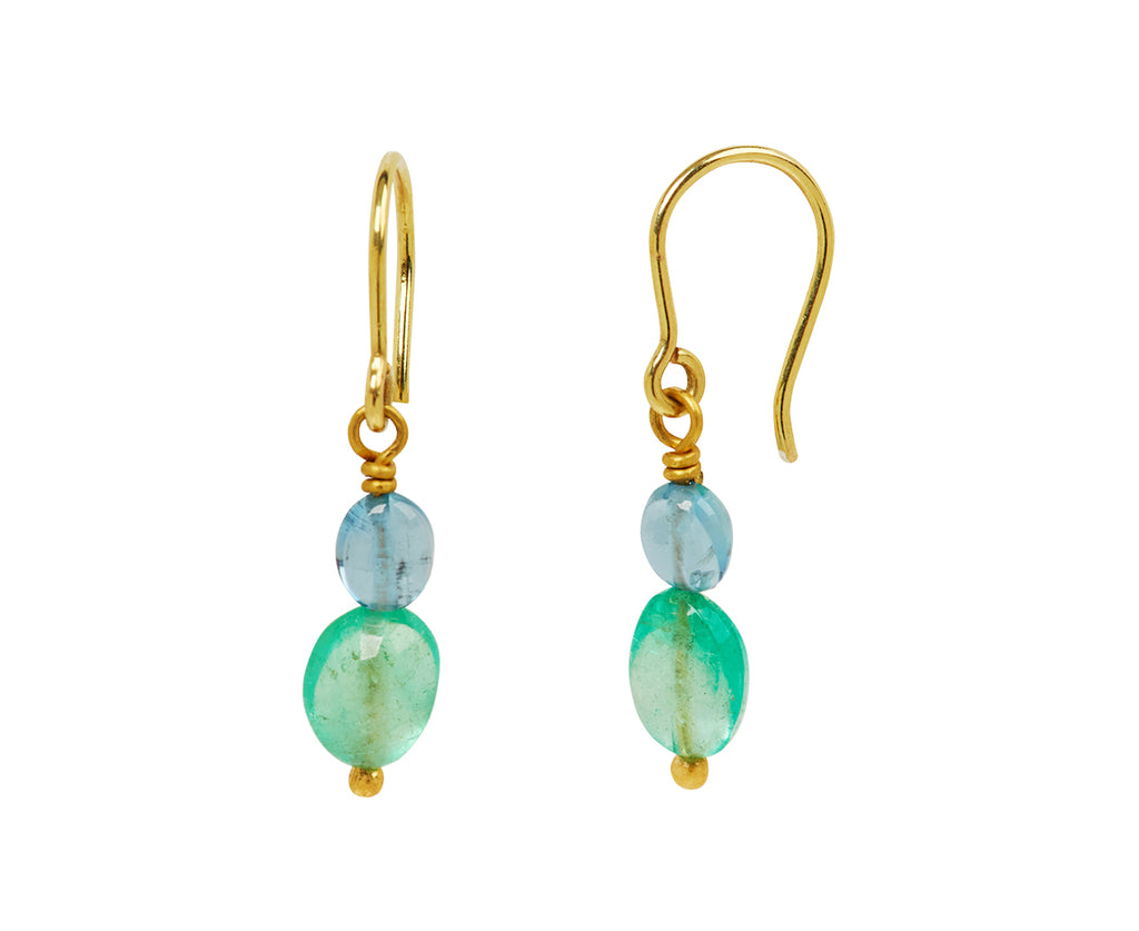 Mallary Marks Spun Sugar Aquamarine and Emerald Earrings - side