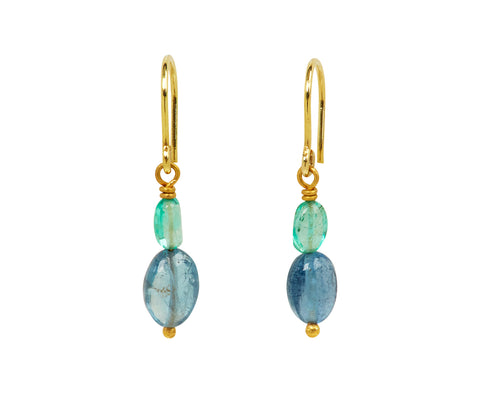 Mallary Marks Spun Sugar Emerald and Aquamarine Earrings