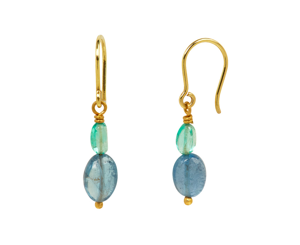 Mallary Marks Spun Sugar Emerald and Aquamarine Earrings - side