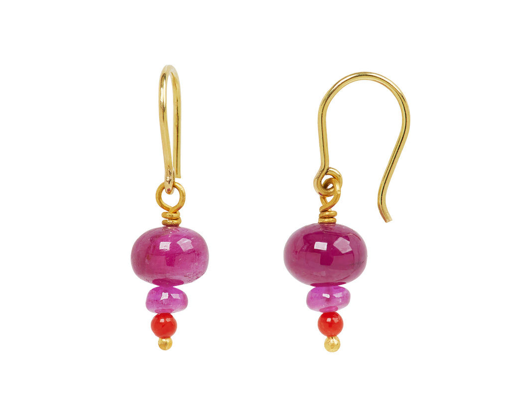 Mallary Marks Spun Sugar Ruby, Spinel and Coral Earrings - side