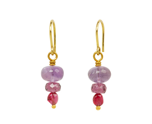 Mallary Marks Spun Sugar Amethyst, Rhodolite Garnet and Red Spinel Earrings