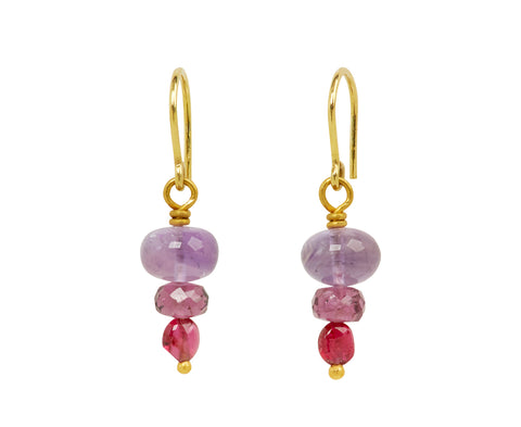Mallary Marks Spun Sugar Amethyst, Rhodolite Garnet and Red Spinel Earrings