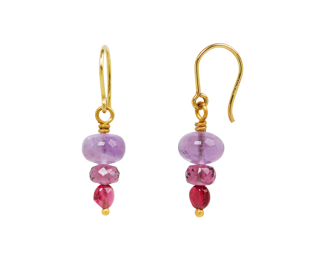 Mallary Marks Spun Sugar Amethyst, Rhodolite Garnet and Red Spinel Earrings - side