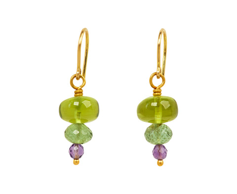 Mallary Marks Spun Sugar Peridot, Tourmaline and Amethyst Earrings