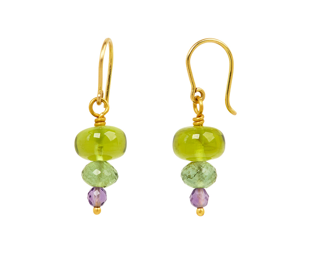 Mallary Marks Spun Sugar Peridot, Tourmaline and Amethyst Earrings - side