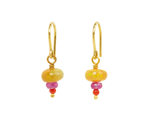 Mallary Marks Spun Sugar Opal, Spinel and Coral Earrings