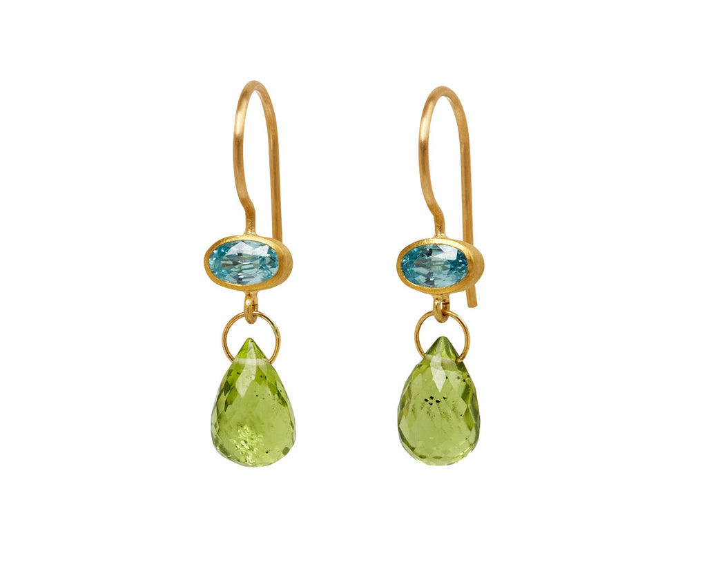 Light Blue Zircon and Peridot Appple & Eve Earrings