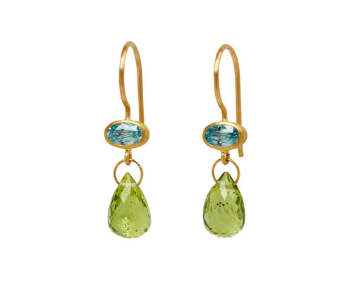 Light Blue Zircon and Peridot Appple & Eve Earrings