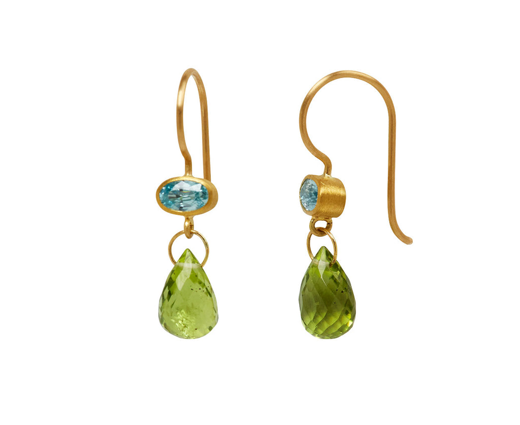 Light Blue Zircon and Peridot Appple & Eve Earrings