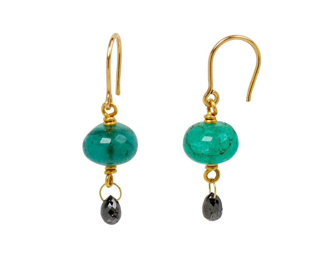 Emerald and Black Diamond Spun Sugar Earrings