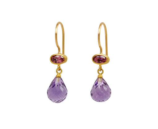 Pink Tourmaline and Amethyst Apple & Eve Earrings