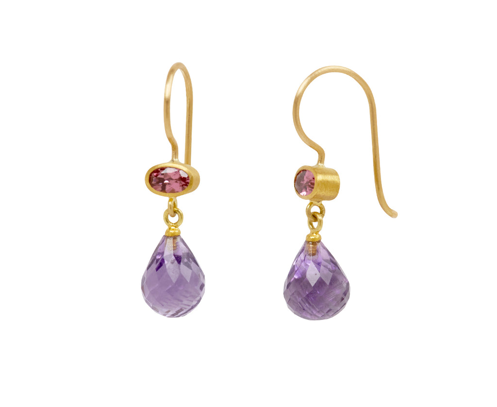 Pink Tourmaline and Amethyst Apple & Eve Earrings