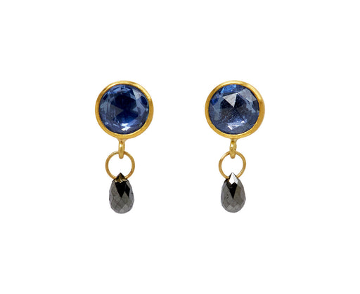 Blue Sapphire and Black Diamond Apple & Eve Earrings