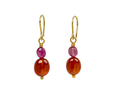 Mallary Marks Spun Sugar Rubellite and Hessonite Garnet Earrings