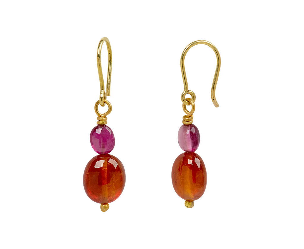 Mallary Marks Spun Sugar Rubellite and Hessonite Garnet Earrings - side