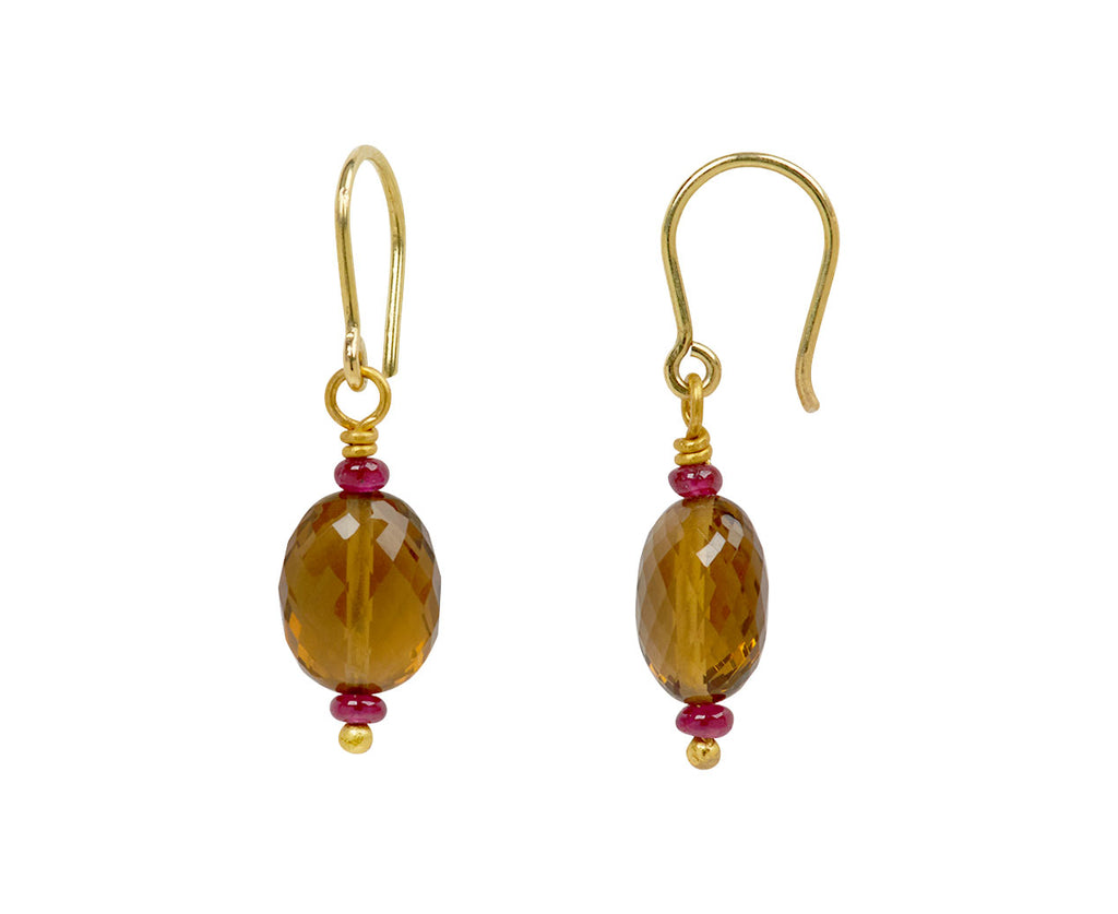 Mallary Marks Spun Sugar Spinel and Smoky Quartz Earrings - side