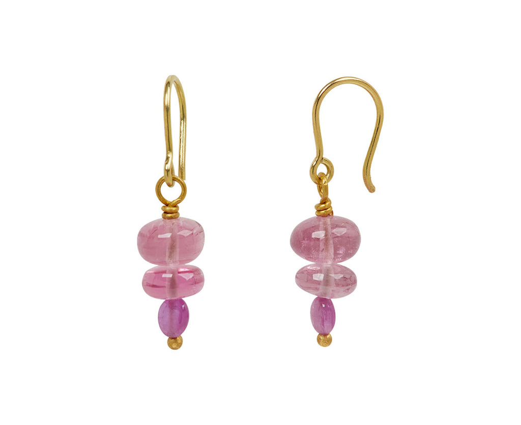 Mallary Marks Spun Sugar Pink Tourmaline and Ruby Earrings - side