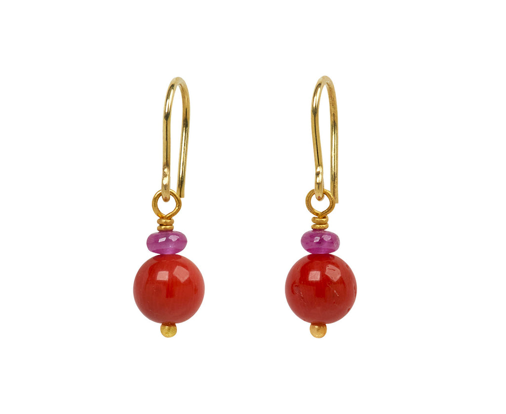 Mallary Marks Spun Sugar Ruby and Coral Earrings
