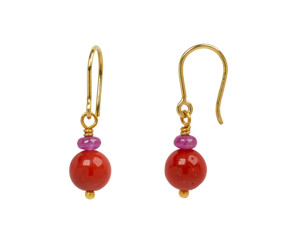 Mallary Marks Spun Sugar Ruby and Coral Earrings - side