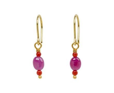 Mallary Marks Spun Sugar Coral and Ruby Earrings