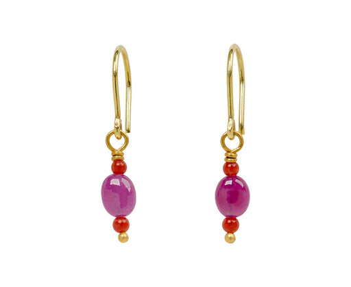 Mallary Marks Spun Sugar Coral and Ruby Earrings