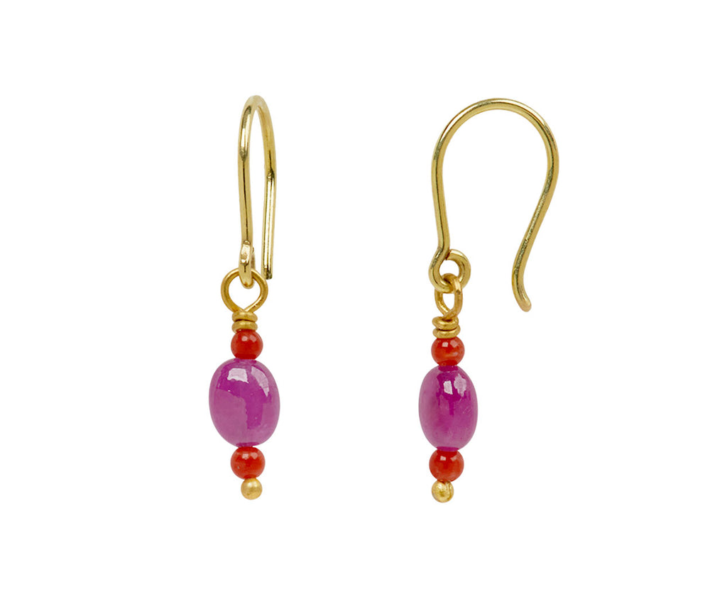 Mallary Marks Spun Sugar Coral and Ruby Earrings - side