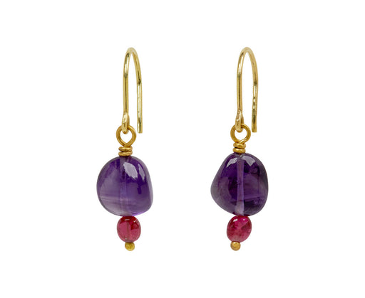Mallary Marks Spun Sugar Amethyst and Red Spinel Earrings