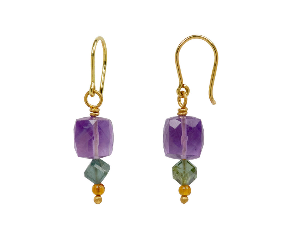 Mallary Marks Spun Sugar Amethyst and Blue Tourmaline Earrings - side