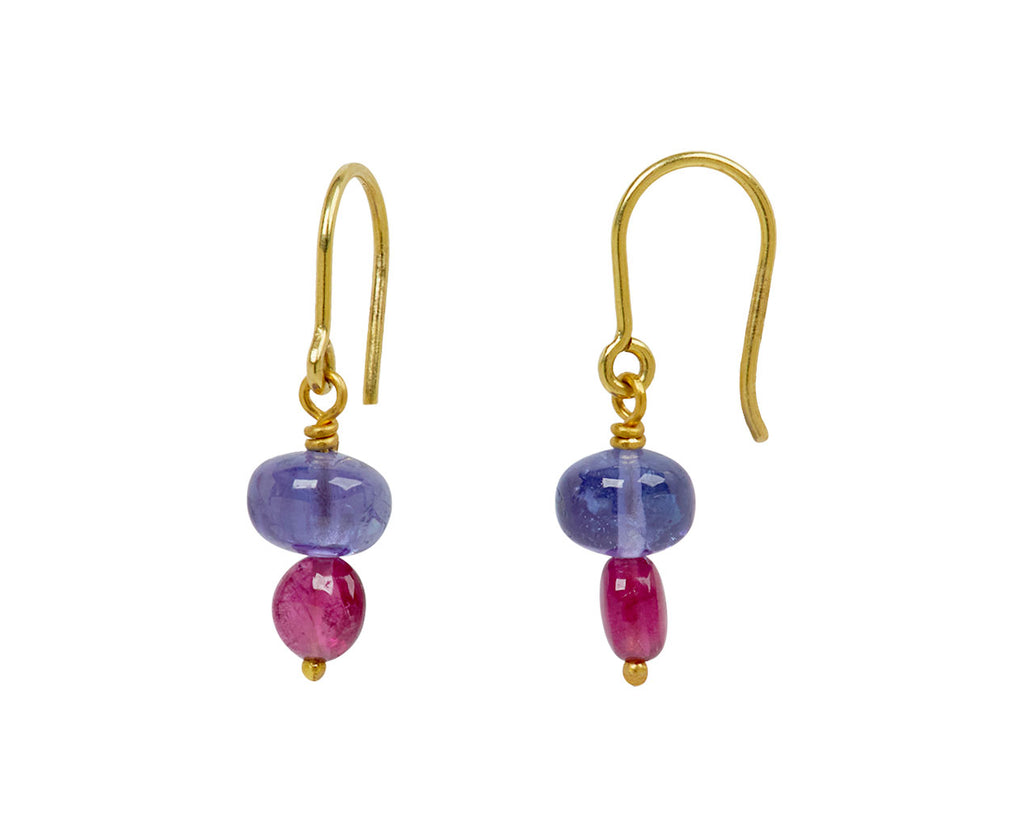 Mallary Marks Spun Sugar Tanzanite and Rubellite Earrings - side