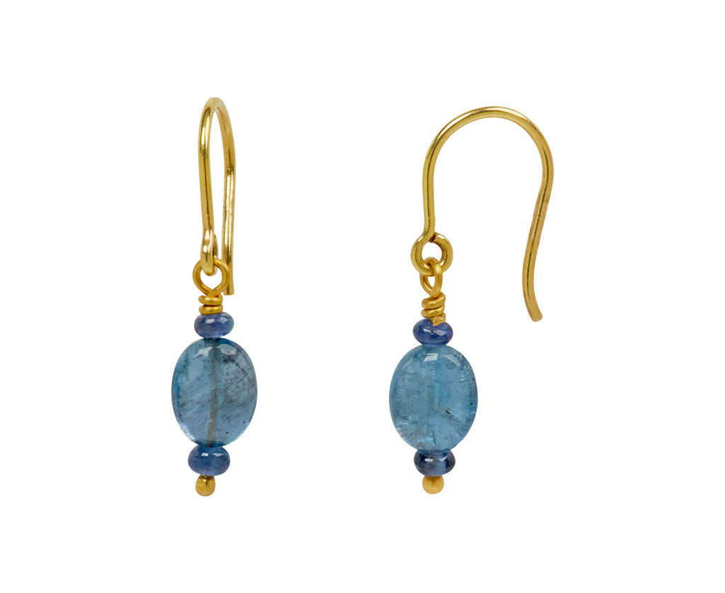 Mallary Marks Spun Sugar Blue Sapphire and Aquamarine Earrings - side
