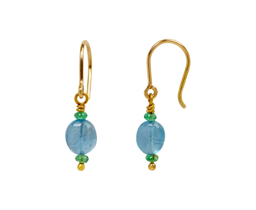 Mallary Marks Spun Sugar Tsavorite and Aquamarine Earrings - side
