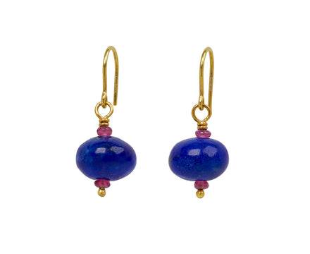 Mallary Marks Spun Sugar Ruellite and Lapis Earrings